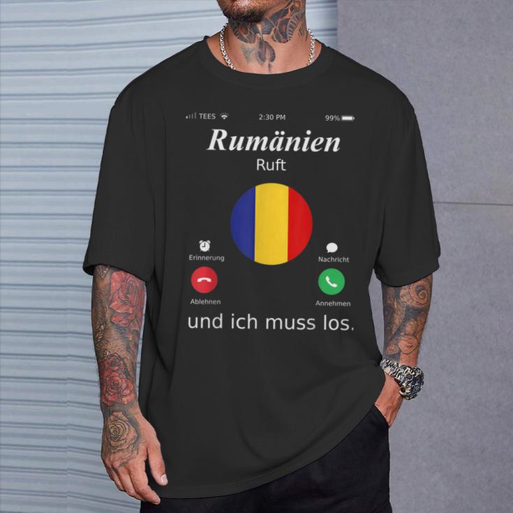 Romania Ruft Und Ich Muss Los Romania Flag T-Shirt Geschenke für Ihn