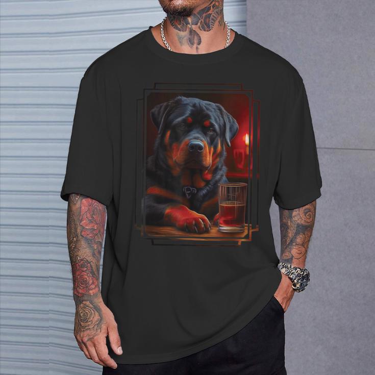 Rottweiler In Pub I Drinking Dog I Dog Bar Rottweiler T-Shirt Geschenke für Ihn