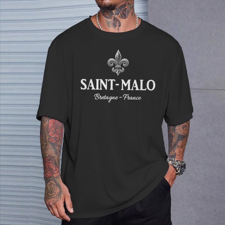 Saint-Malo Bretagne Frankreich Fleur De Lis T-Shirt Geschenke für Ihn