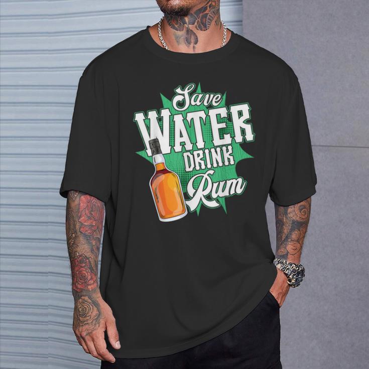 Save Water Drink Rum T-Shirt Geschenke für Ihn