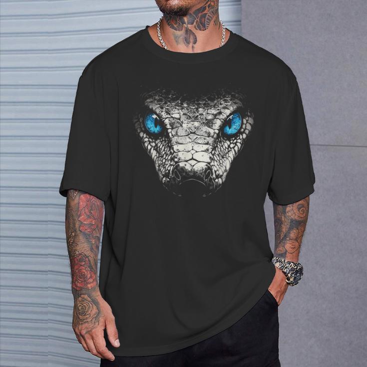 Serpiente Animal Motivo Ojos Azules Arte Serpiente Camiseta unisex Regalos para él