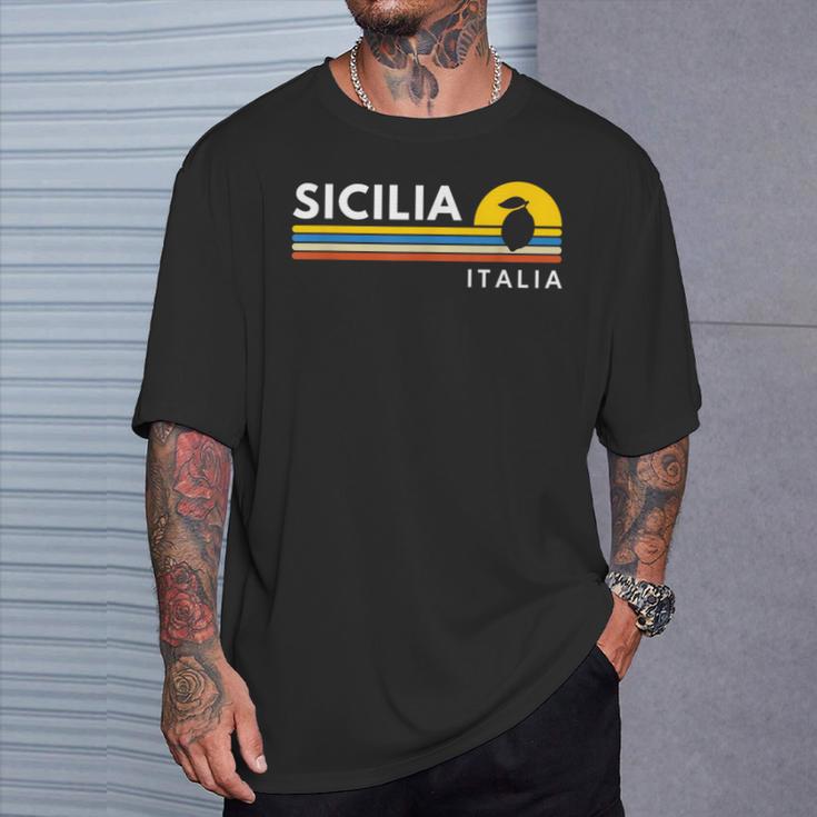 Sicilia Italia Italy Lemon Souvenirsintage Retro T-Shirt Geschenke für Ihn