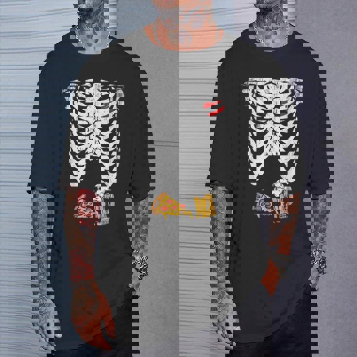 Skeleton Pregnancy Pizza Beer Xray Halloween Soon Dad T-Shirt Gifts for Him