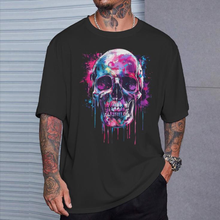 Skeleton Skull Biker Rocker Skull Punk Rock T-Shirt Geschenke für Ihn