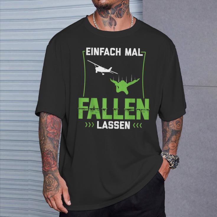 Skydive Parachute Jumping Einfach Mal Fallen Simply Fall T-Shirt Geschenke für Ihn