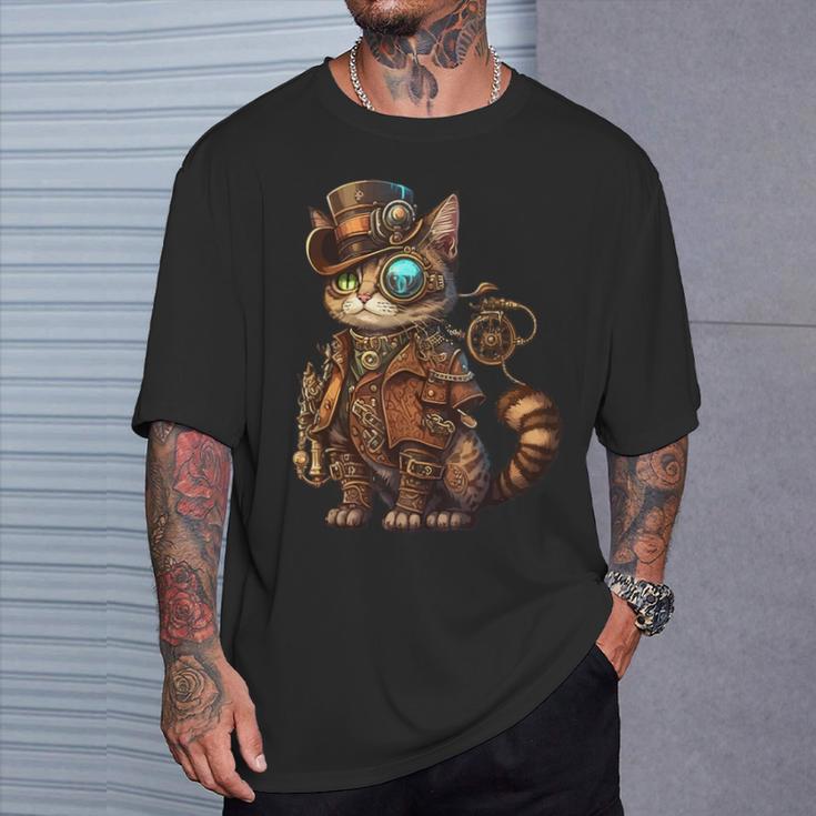 Steam Punk Cat Kitten Kitty Steampunk T-Shirt Geschenke für Ihn