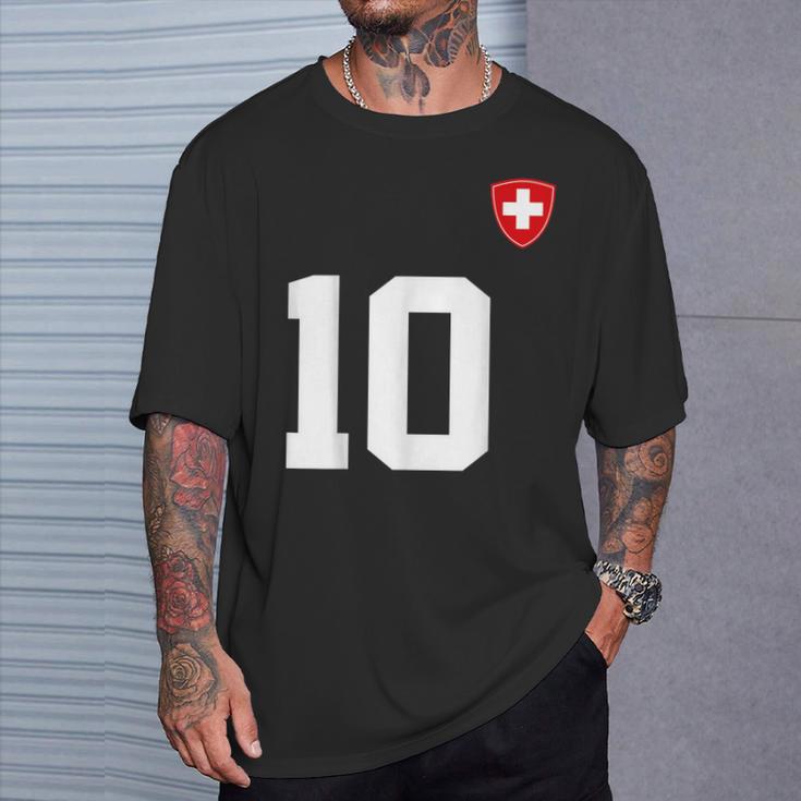 Switzerland 10 Sport Enthusiast Swiss Flag Suisse Fan Jersey T-Shirt Geschenke für Ihn