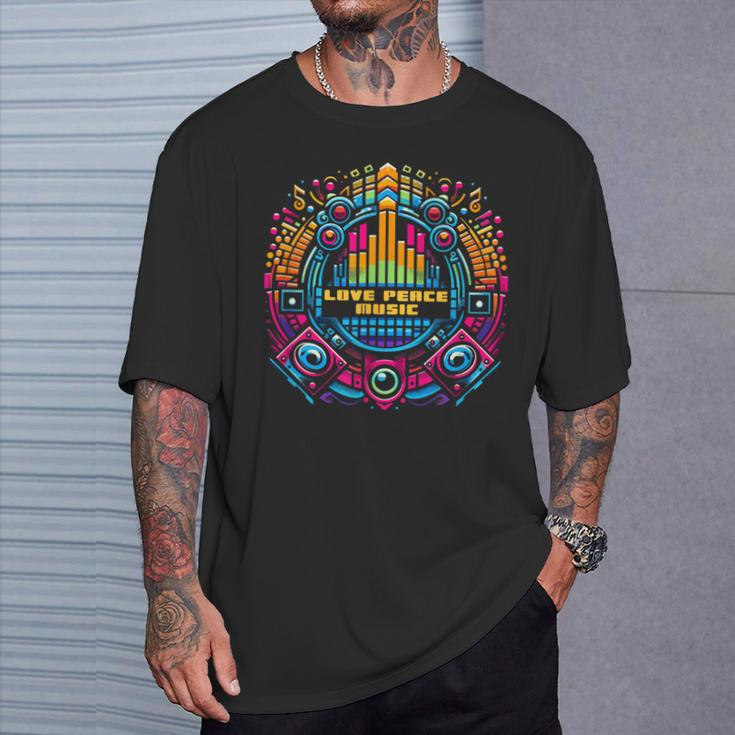 Techno Love Peace Music Electric Festival T-Shirt Geschenke für Ihn