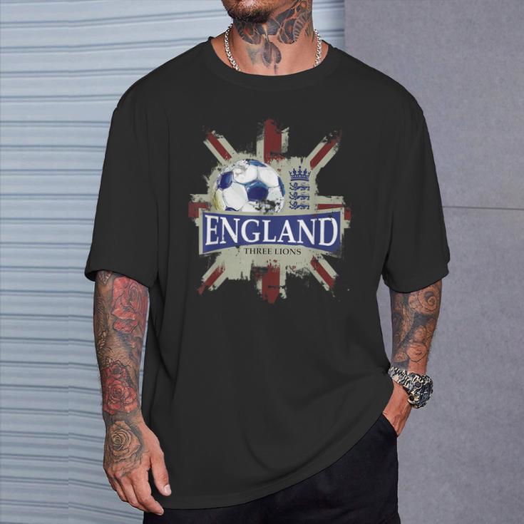 Three Lions England Fußball Team Fan Union Jack Grunge T-Shirt Geschenke für Ihn