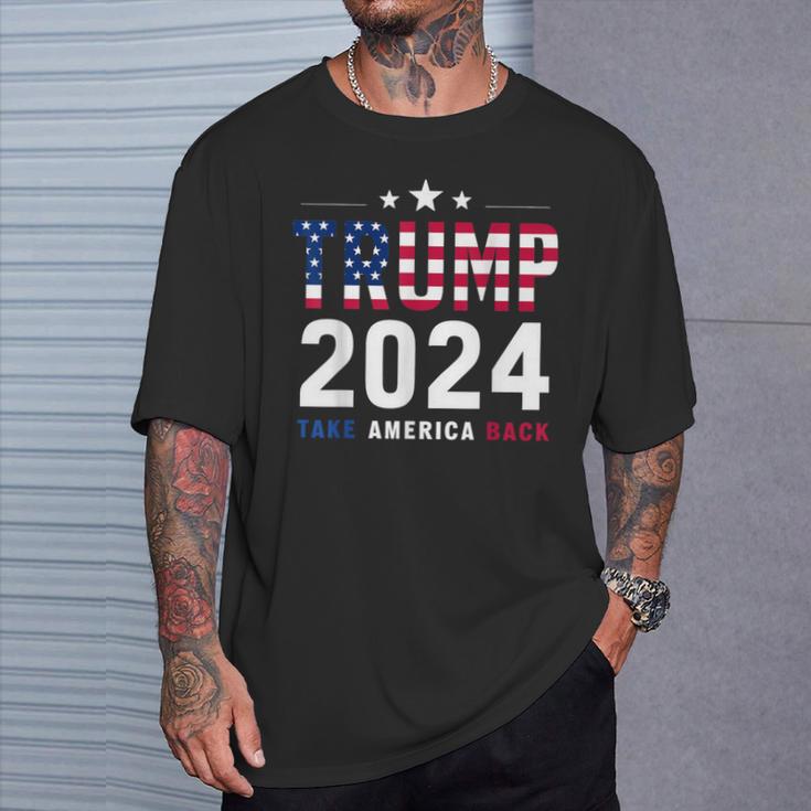 Trump 2024 Take America Back Bandera De Estados Unidos Donald Trump Camiseta unisex Regalos para él