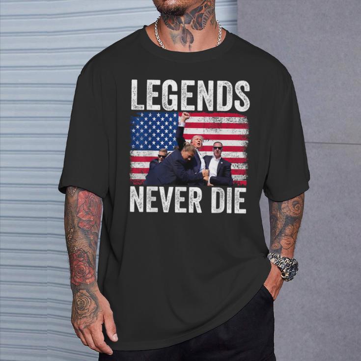 Trump Legends Never Die Trump Assassination Red T-Shirt Geschenke für Ihn