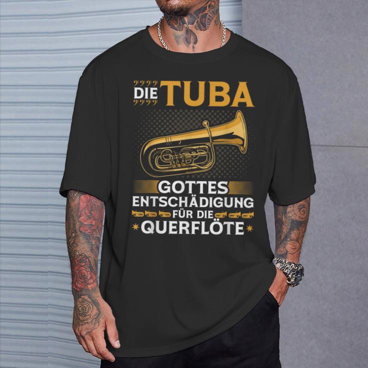 Tuba Entschädigung Querflöte Blasmusik Festival Bass Tubist T-Shirt Geschenke für Ihn