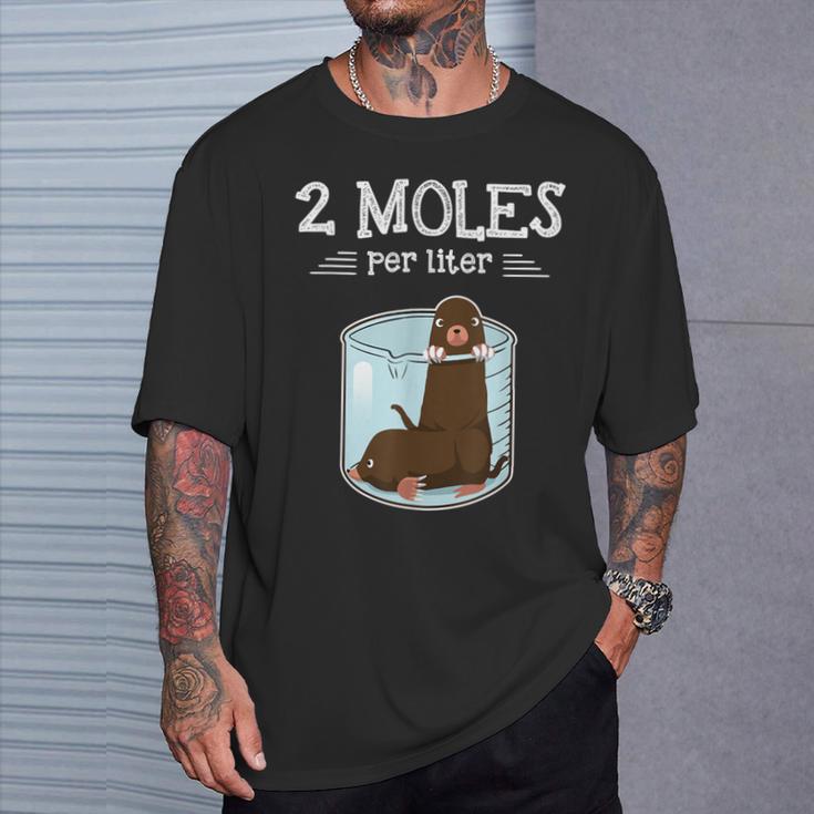 Two Moles Per Litre Science Humour Animal Pun T-Shirt Geschenke für Ihn