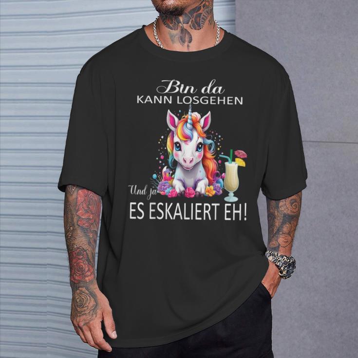 With Unicorn Bin Da Kann Losgehen Und Ja Es Escaliert Eh T-Shirt Geschenke für Ihn