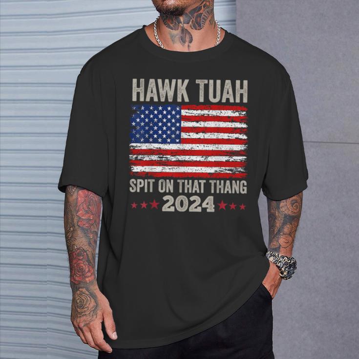 Usa Flag Hawk Tuah 24 Spit On That Thang 2024 Women's T-Shirt Geschenke für Ihn