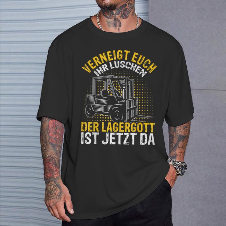 Veignt Euch Ihr Luschen Der Lagergott Ist Jetzt Da Stapler T-Shirt Geschenke für Ihn