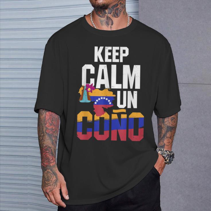 Venezuela Freedom Keep Calm Un Cono Banderaenezuela T-Shirt Geschenke für Ihn