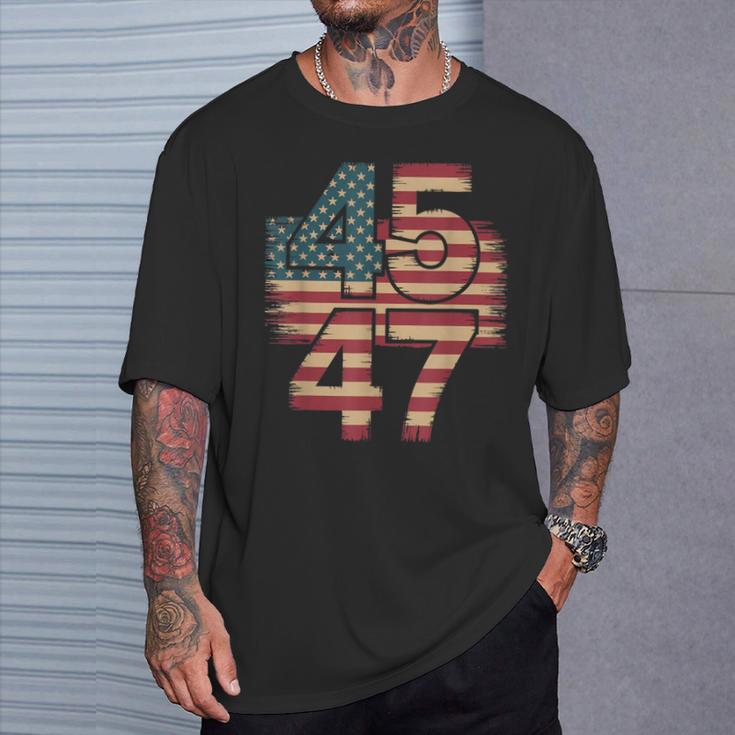 Vintage American Flag Retro 45 47 Trump 2024 T-Shirt Geschenke für Ihn