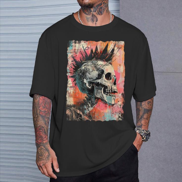 Vintage Graffiti Biker Rocker Skull Punk Horror Skull T-Shirt Geschenke für Ihn