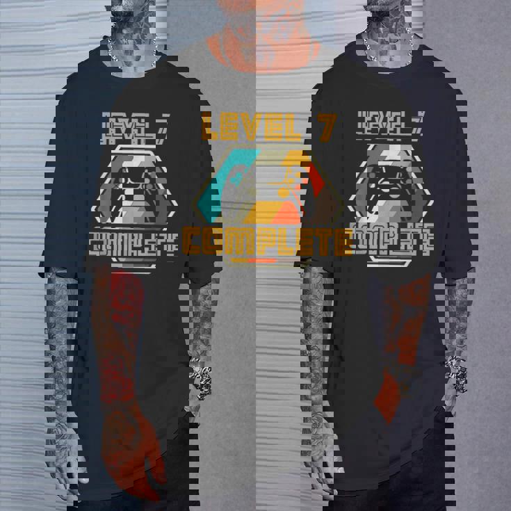 Vintage Retro 7º Aniversario De Boda Divertido Nivel 7 Completo Camiseta unisex Regalos para él
