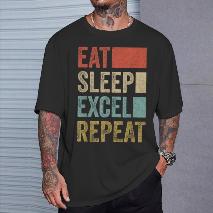 Vintage Retro Eat Sleep Excel Repeat Excel T-Shirt Geschenke für Ihn