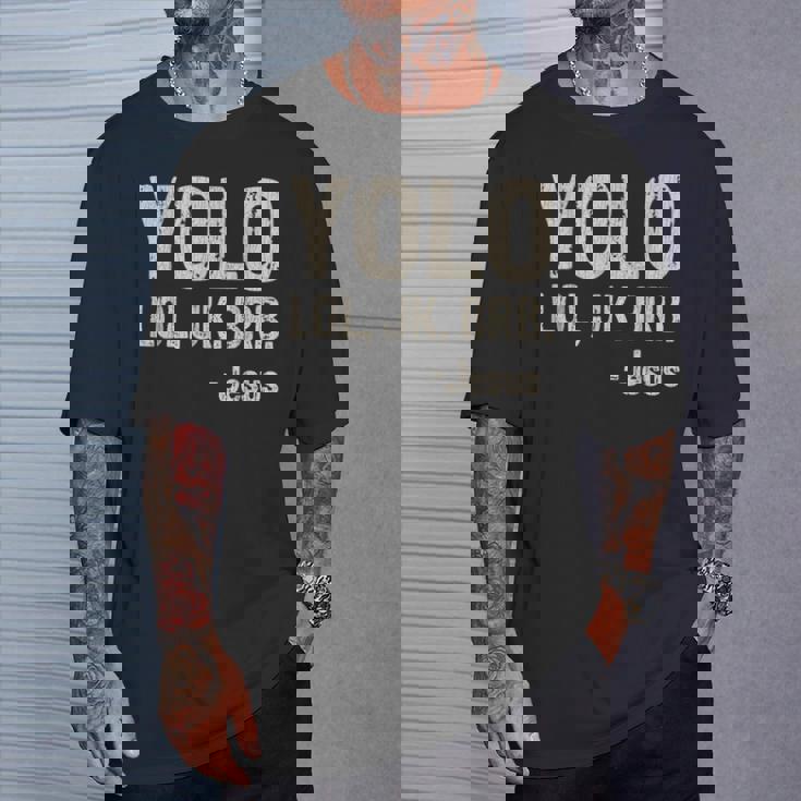 Vintage Retro Yolo Lol Jk Brb Jesus Christian T-Shirt Gifts for Him