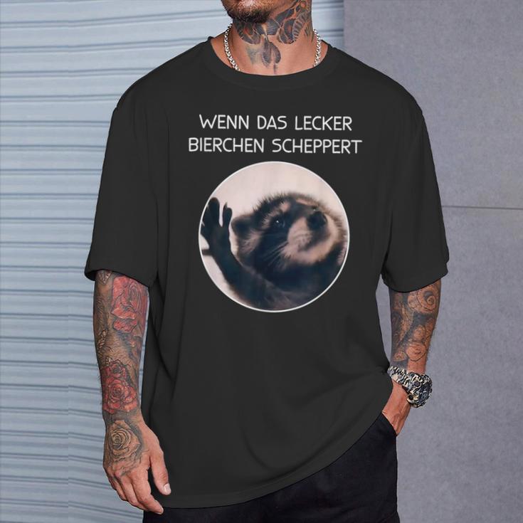 Wenn Das Lecker Bierchen Scheppert X Pedro Raccoon Meme T-Shirt Geschenke für Ihn