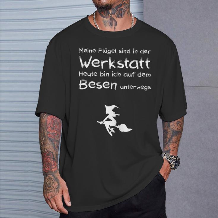 Women's Saying Heute Bin Ich Mit Dem Broom Unterwegs Witches T-Shirt Geschenke für Ihn