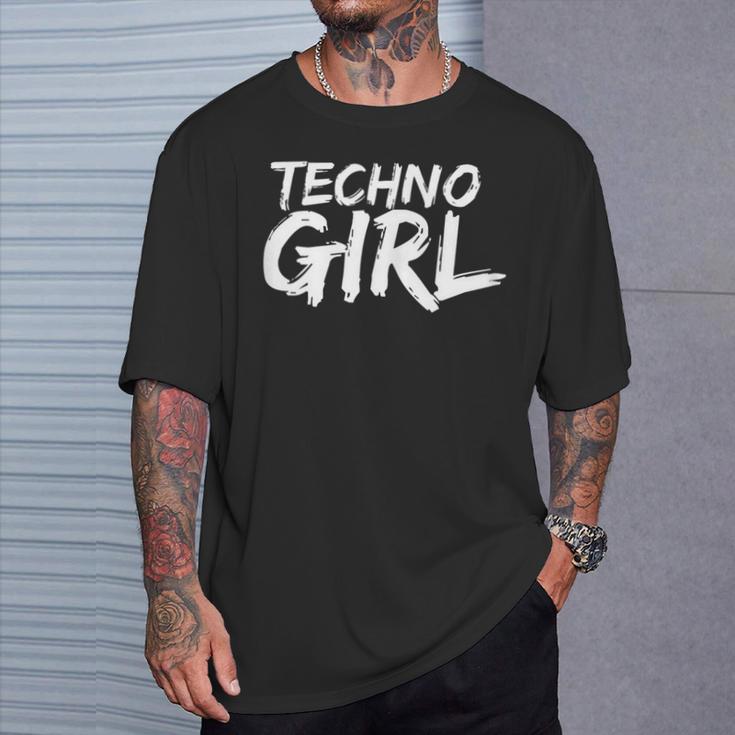 Women's Techno Girl Slogan Edm House Music Festival T-Shirt Geschenke für Ihn