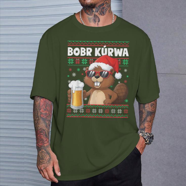 Bob Kurwa X Xmas Beer Flannelette Christmas Beer T-Shirt Geschenke für Ihn