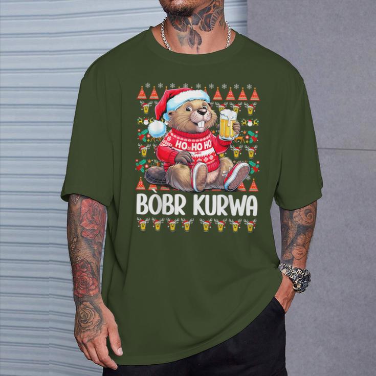 Bòbr Kurwa Christmas Jumper Polish Beer Bober Xmas Kurwa T-Shirt Geschenke für Ihn