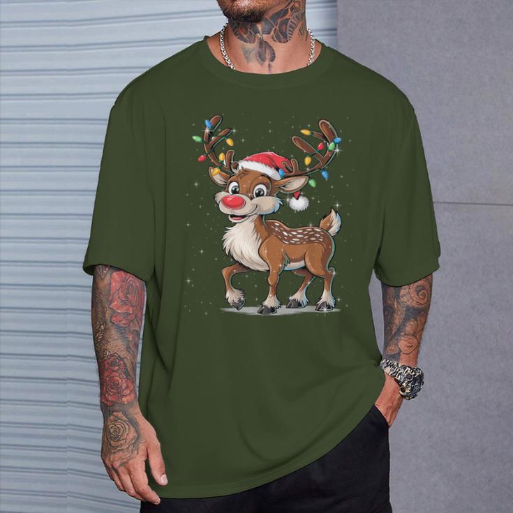 Christmas Cute Reindeer Red Nose T-Shirt Geschenke für Ihn