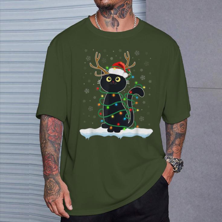 Christmas Pyjamas Reindeer Cat T-Shirt Geschenke für Ihn