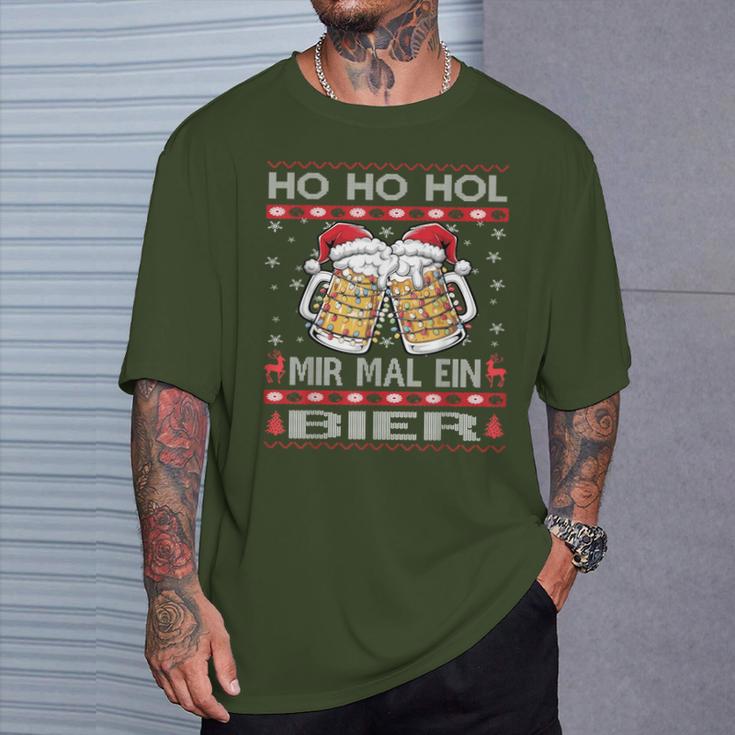 Christmas Women's Ho Ho Hol Mir Mal Ein Bier Xmas T-Shirt Geschenke für Ihn