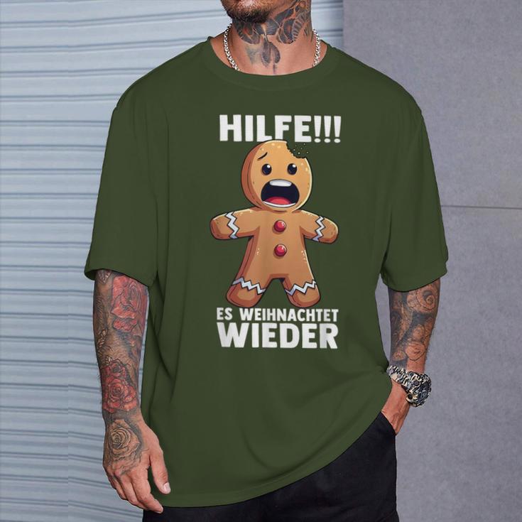 Hilfe Es Weihnachtet Wieder X Xmas Christmas Gingerbread T-Shirt Geschenke für Ihn