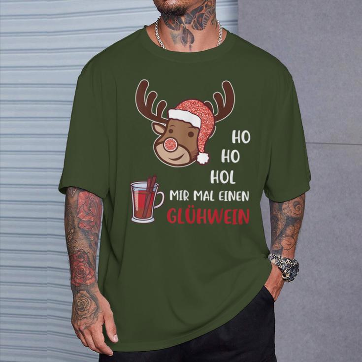 Ho Ho Hol Mir Einen Glühwein Christmas Reindeer Rudolf T-Shirt Geschenke für Ihn