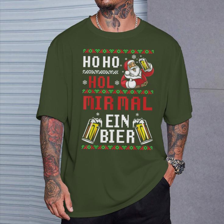 Ho Hol Mir Mal Ein Bier Christmas Santa Claus T-Shirt Geschenke für Ihn