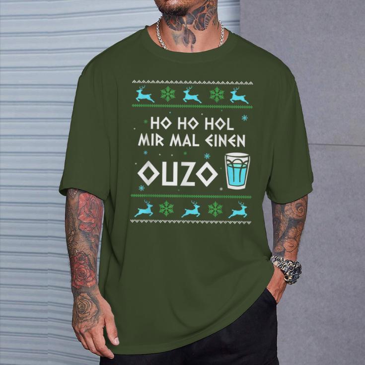 Ho Ho Hol Mir Mal Einen Ouzo Ugly Christmas Outfit T-Shirt Geschenke für Ihn