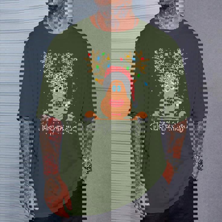 Kindergarten Squad Plaid Reindeer Santa Teacher Christmas T-Shirt Gifts for Him