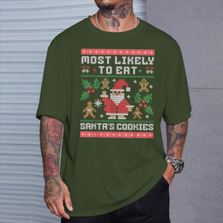 Am Liebsten Santas Kekse Essen Ugly Christmas T-Shirt Geschenke für Ihn