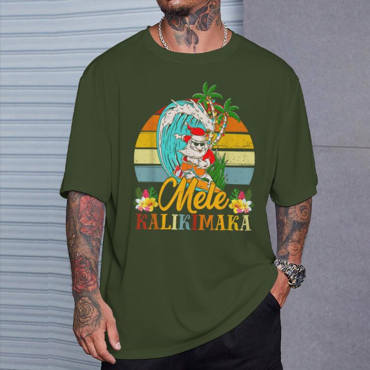 Mele-Kalikimaka Retro Santa Claus Shaka Hawaii T-Shirt Geschenke für Ihn