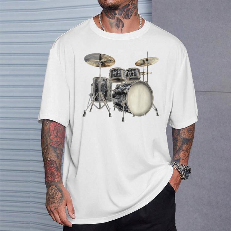 Batterie Instrument De Musique Motif Illustration Batterie T-Shirt Cadeaux pour lui
