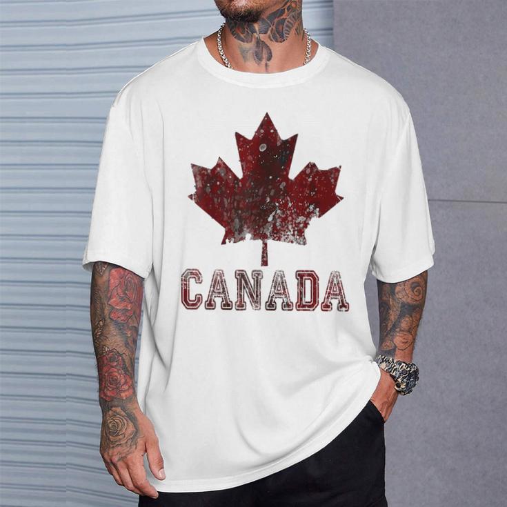 Canada Flag Canada Canada Flag Canada Map Gray T-Shirt Geschenke für Ihn