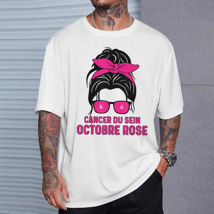 T-Shirt Octobre Rose Sensibilisation Cancer Du Sein - Papillon Et Ruban Rose Pour Femmes Et Filles