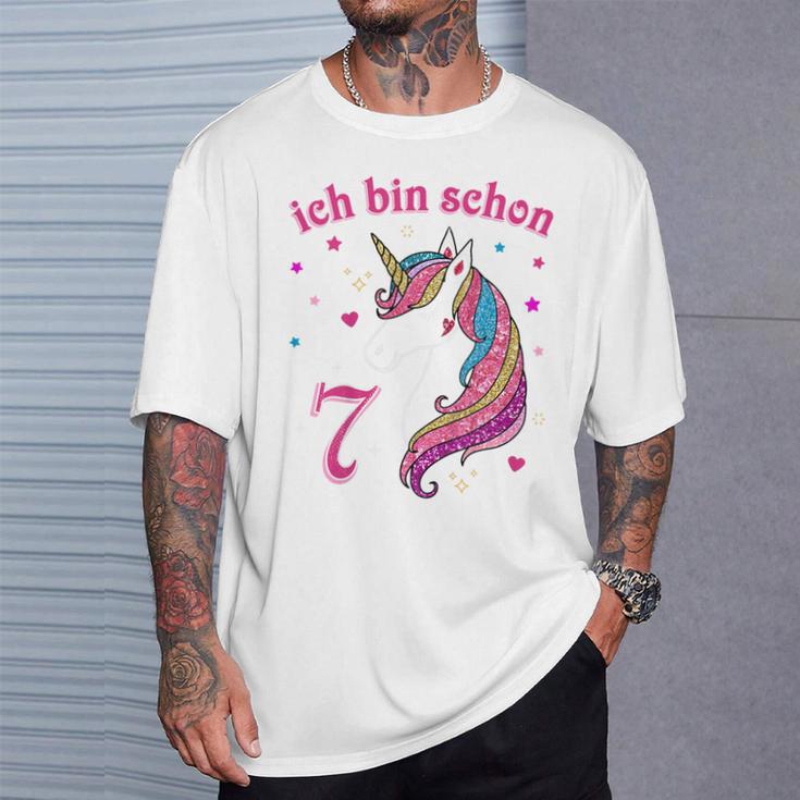 Children's 7 Birthday Girl Ich Bin Schon 7 Jahre Alt Unicorn T-Shirt Geschenke für Ihn