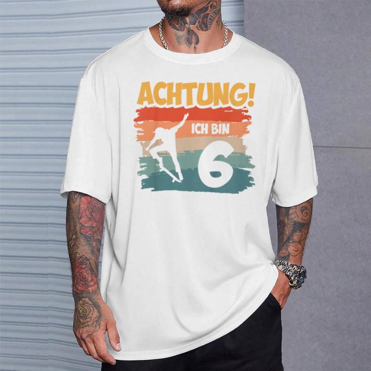 Children's Achtung Ich Bin 6 Jahre Skateboard Skateboarder Skater T-Shirt Geschenke für Ihn