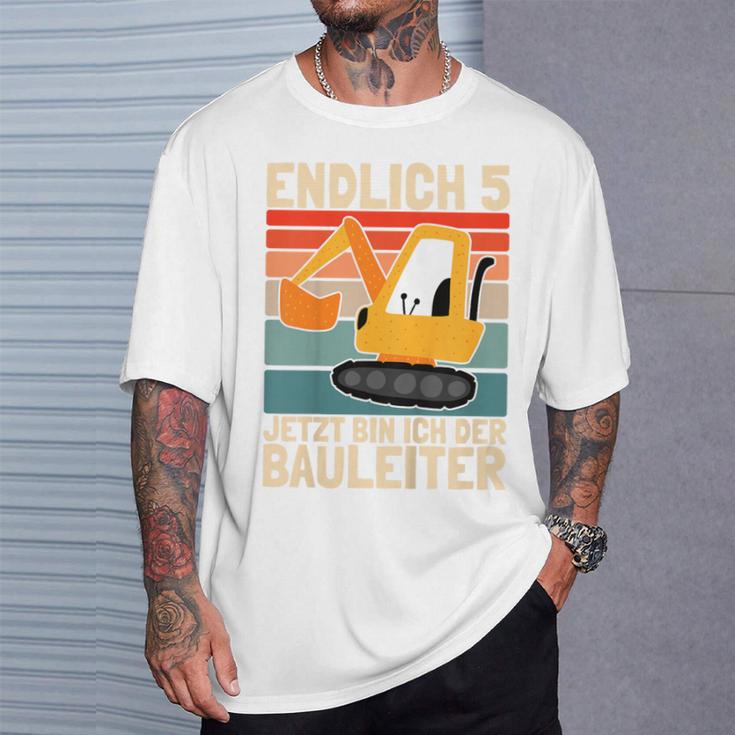 Children's Endlich 5 Jahre Jetzt Bin Ich Bauleiterintage Boy Digger T-Shirt Geschenke für Ihn