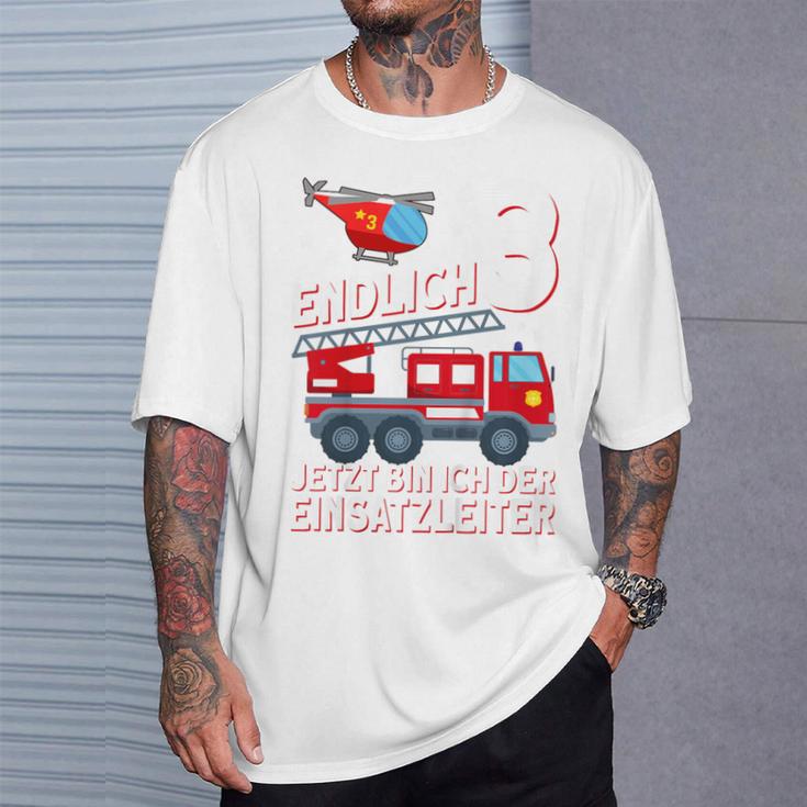 Children's Fireman Endlich 3 Jetzt Bin Ich Einsatzeiteiteiter T-Shirt Geschenke für Ihn