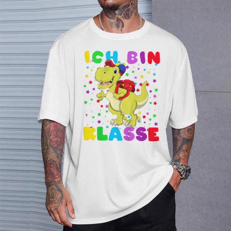 Children's Ich Bin 1 Class Dino Mit Schulsack T-Shirt Geschenke für Ihn