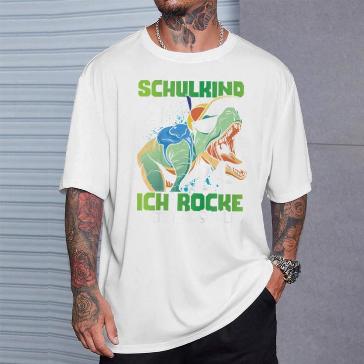 Children's School Child 2024 Dinosaur Ich Rocke Jetzt Die Schule T-Shirt Geschenke für Ihn